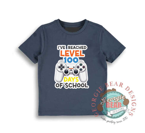 100 Days of School, Level 100 Gamer, Kids Navy T-shirt