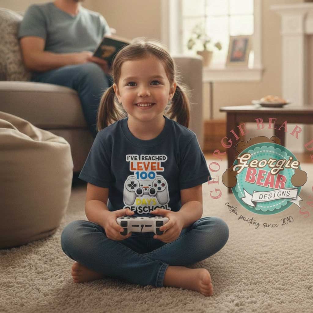 100 Days of School, Level 100 Gamer, Kids Navy T-shirt