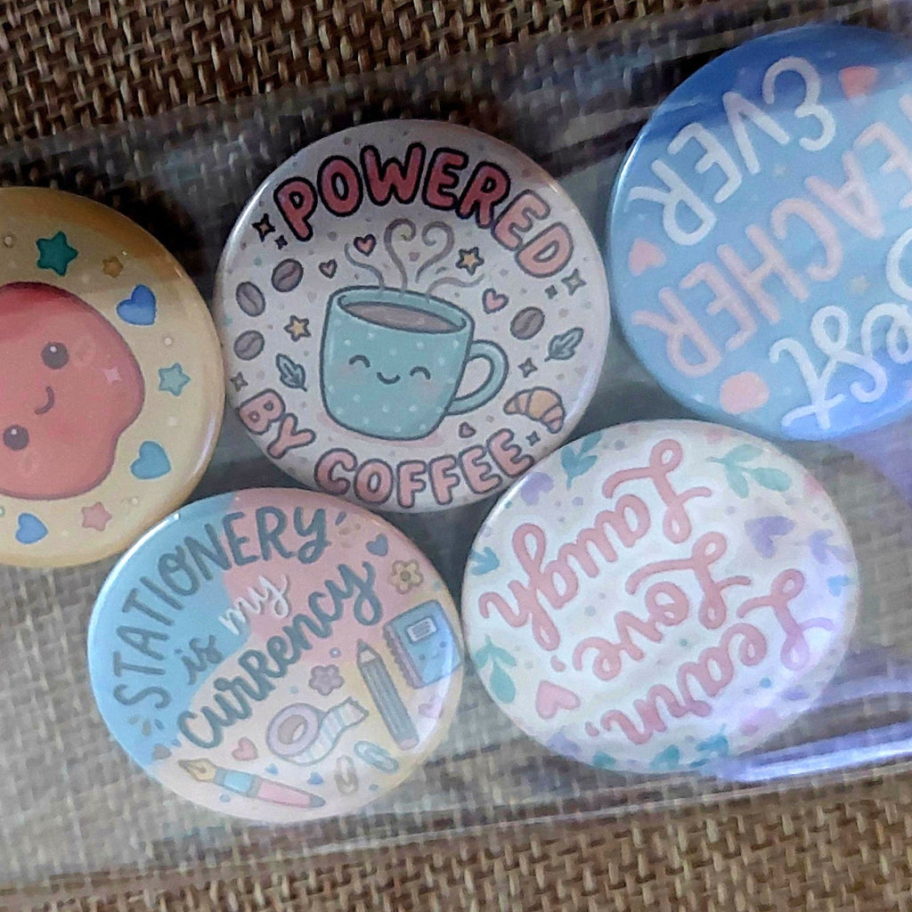 Teacher Appreciation! Set of 5 Badges, 32mm Pins