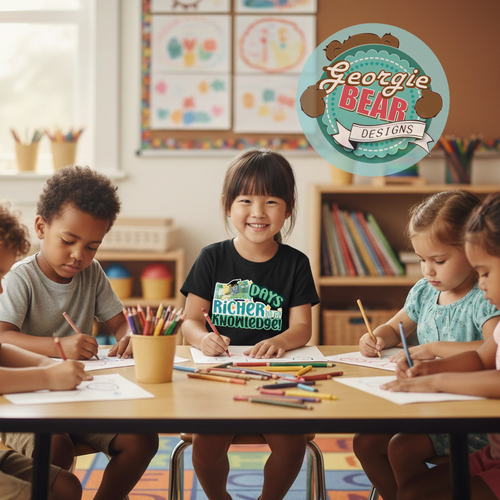 100 Days of School, Richer with Knowledge, Kids Black T-shirt