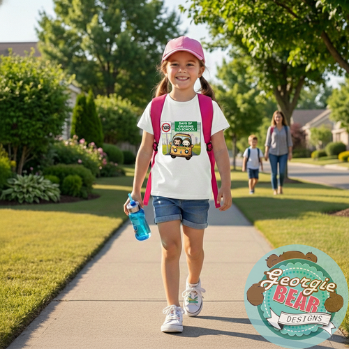 100 Days of School, Cruising School Bus, Kids white T-shirt