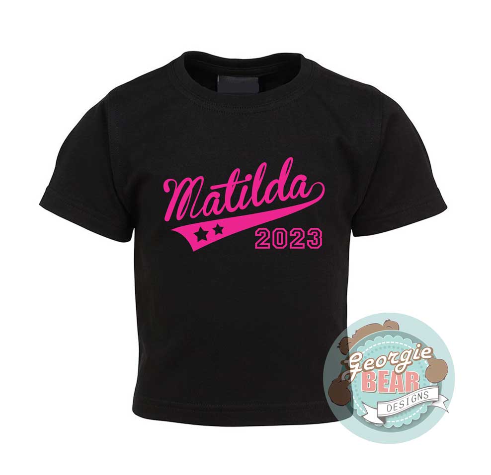 Allstars Swoosh Personalised Kids Black T-shirt
