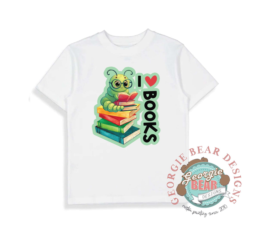 Book Worm, I love Books, Book Week Kids White T-shirt