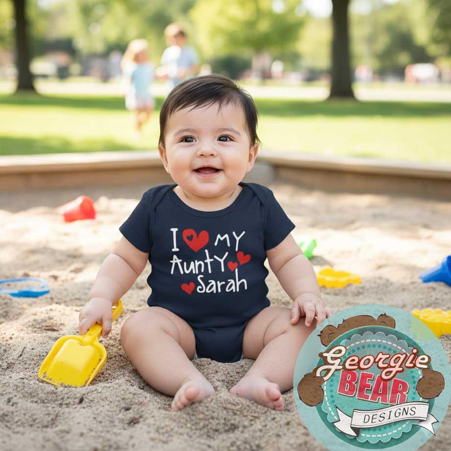 I Love My Aunty Baby Navy Romper