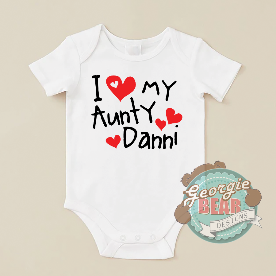 I Love My Aunty Baby White Romper