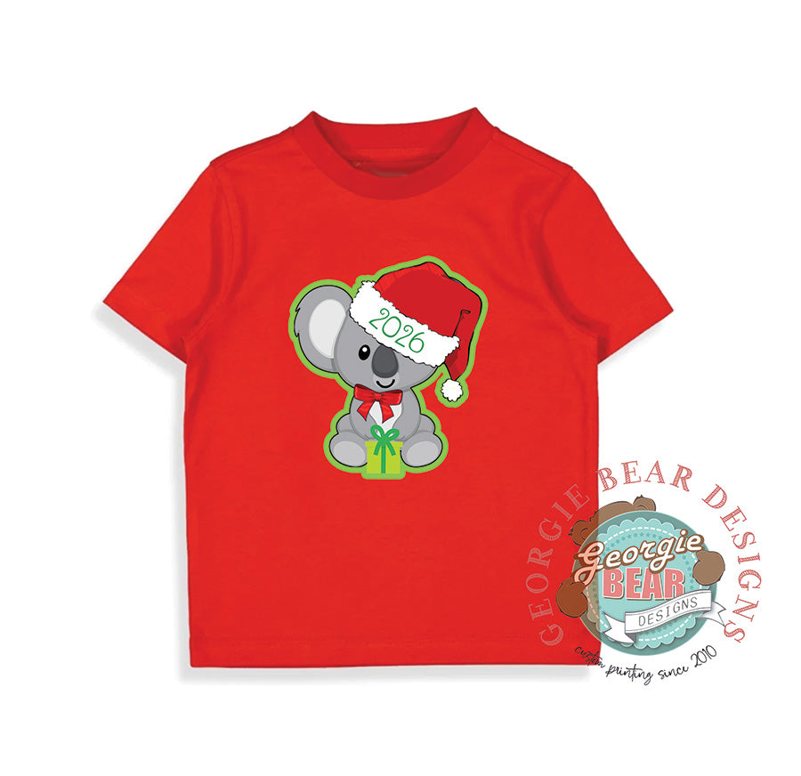 Christmas Koala 2026, Kids Christmas T-shirt Red