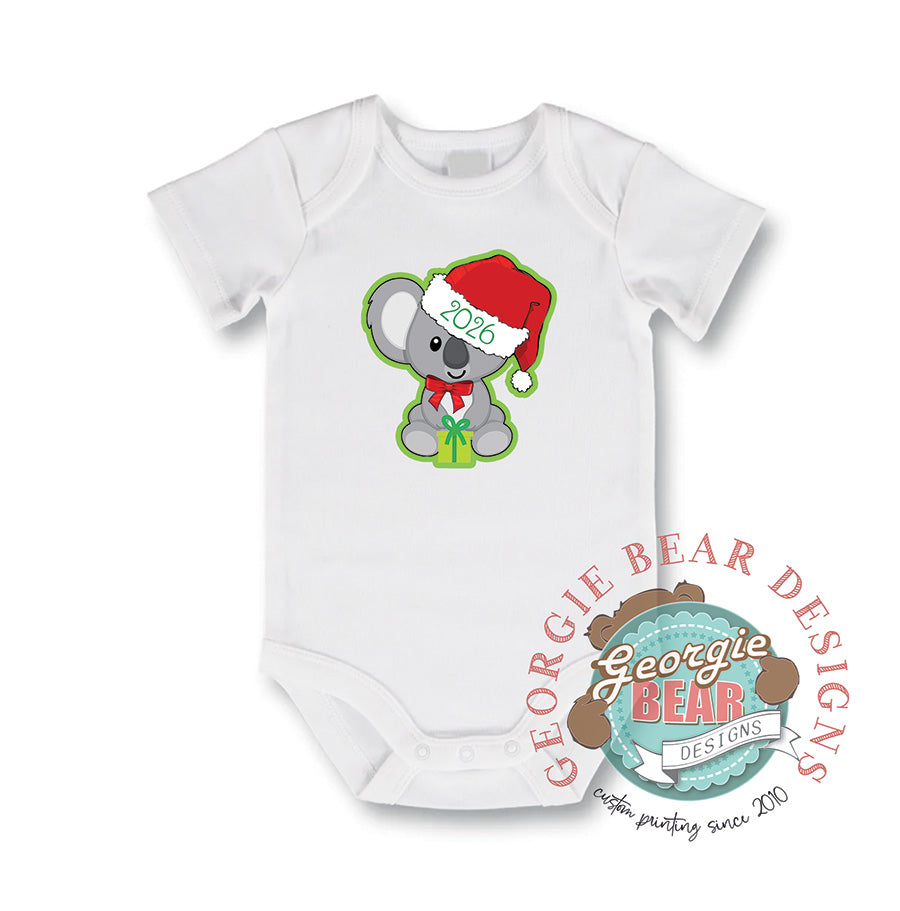 Christmas Koala 2026 Baby White Romper