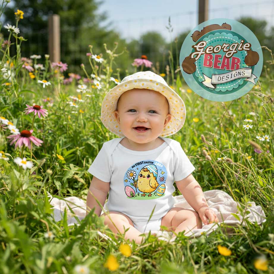 My First Easter 2026 Chick Baby White Romper