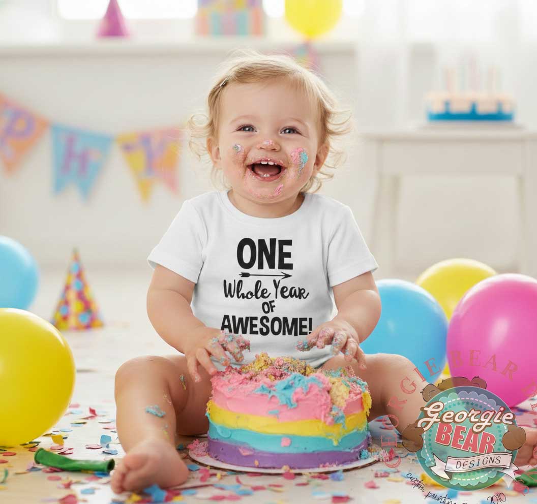 ONE Whole Year of Awesome, Birthday Baby White T-shirt