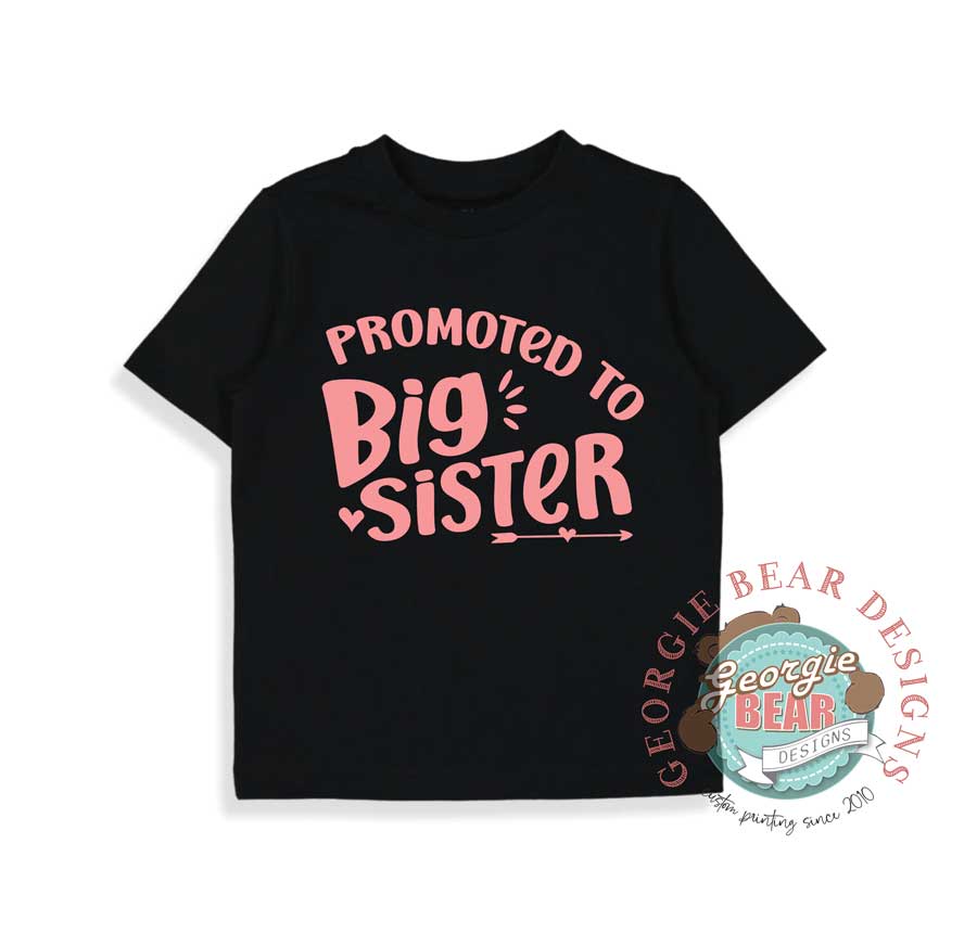 Promoted to Big Sister Kids Black Tshirt