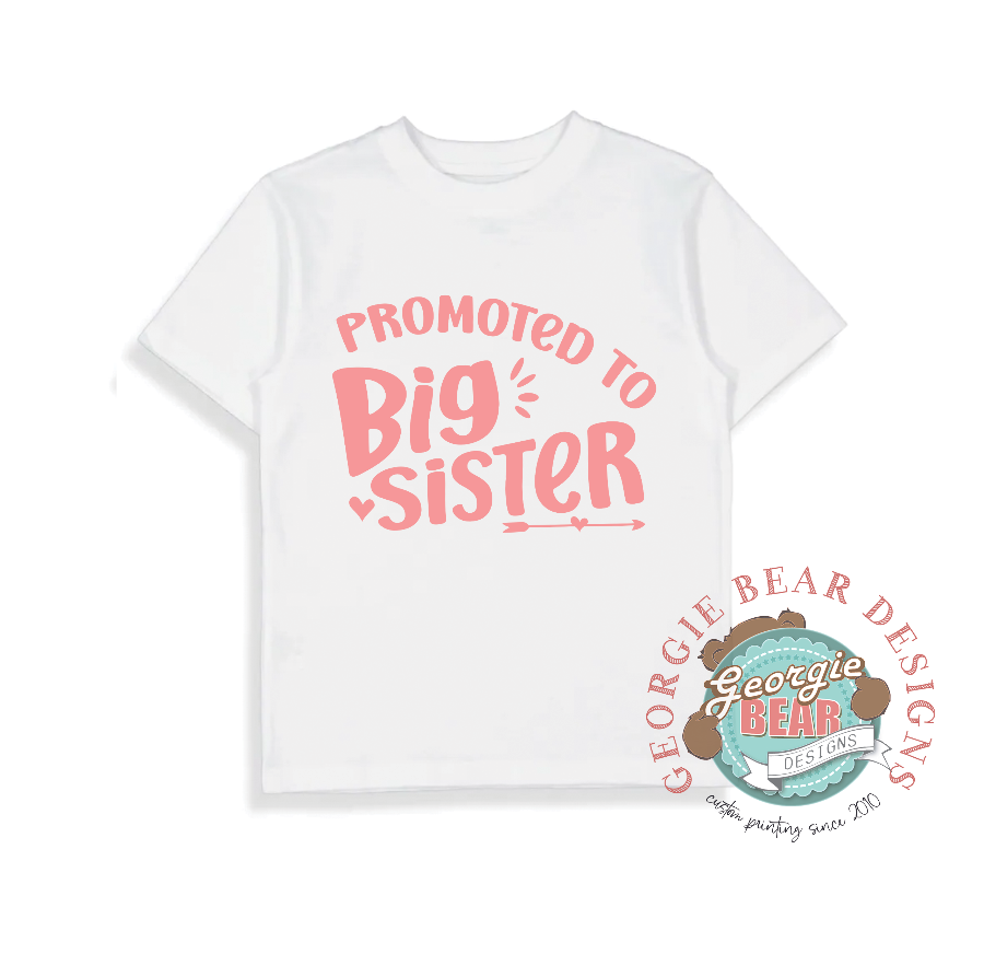 Promoted to Big Sister Kids White Tshirt