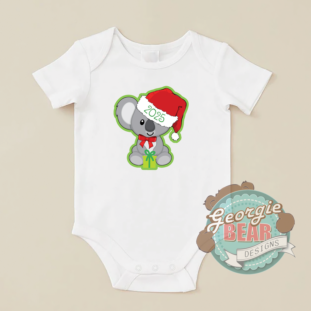 Christmas Koala 2025 Baby White Romper