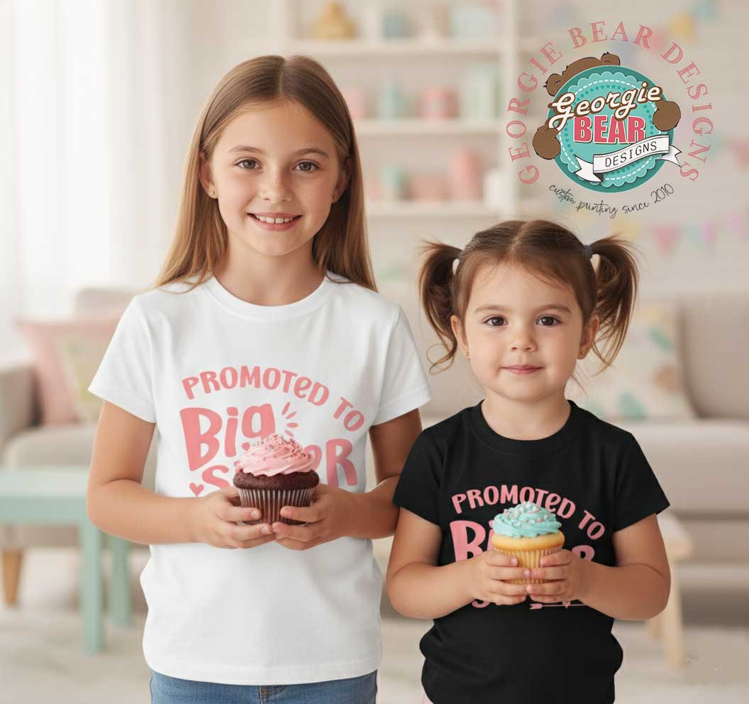 Promoted to Big Sister Kids White Tshirt