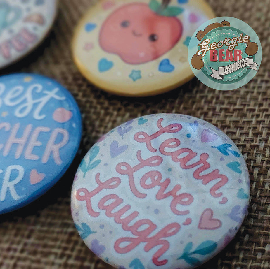 Teacher Appreciation! Set of 5 Badges, 32mm Pins